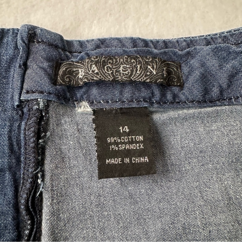 Baccini Flare Denim Skirt Pleated Dark Wash Zip Back Cotton Y2K Womens Size 14 - Picture 3 of 3